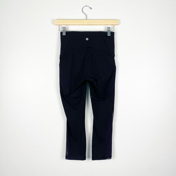 Lululemon Cropped Side Mesh Panel Leggings Black Size 4 - Picture 4 of 9